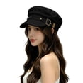 thumbnail image 4 of Holzkary Beret for Women Y2K Star Studded Adjustable Sun Proteation Cadet Cap Cotton Short Curved Brim Flat Top Retro Newsboy Hat Spring Autumn Wear Street Fashion Black M, 4 of 5