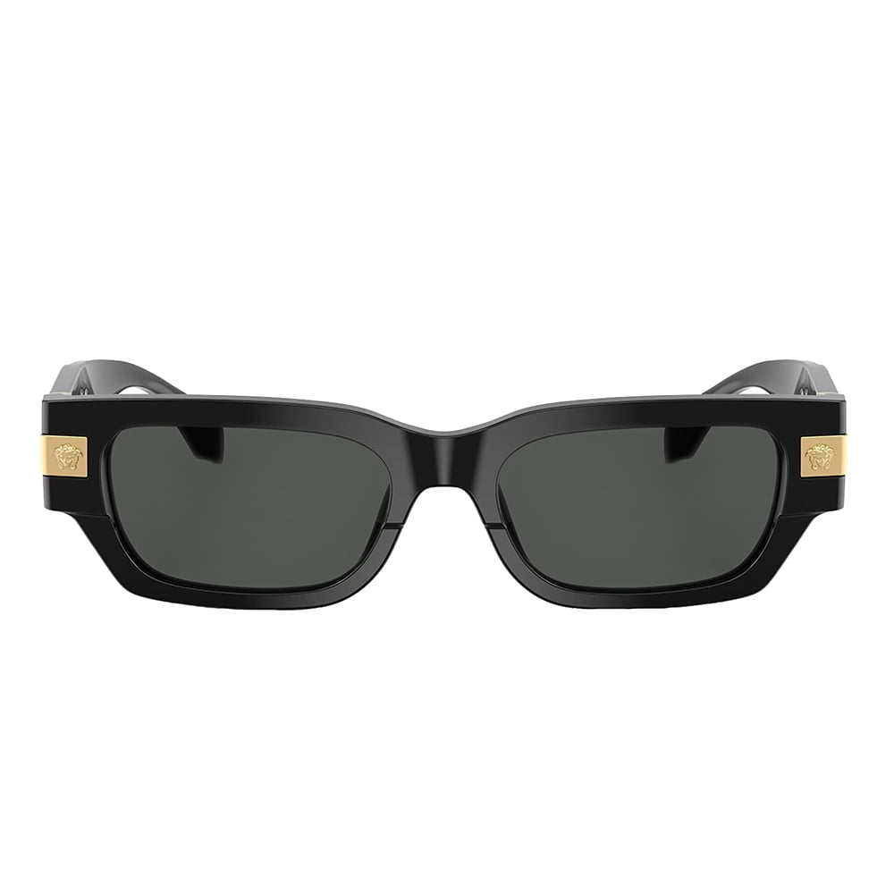 Versace Prescription Unisex Rectangle Sunglasses, Black/Dark Gray