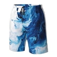 thumbnail image 4 of Cauagu Blue White Fluid Art Print Men's Swim Trunks,Hawaiian Bathing Suit Swimsuits Beach Shorts with Pockets for Men Quick Dry Swimming Board Shorts-3X-Large, 4 of 6