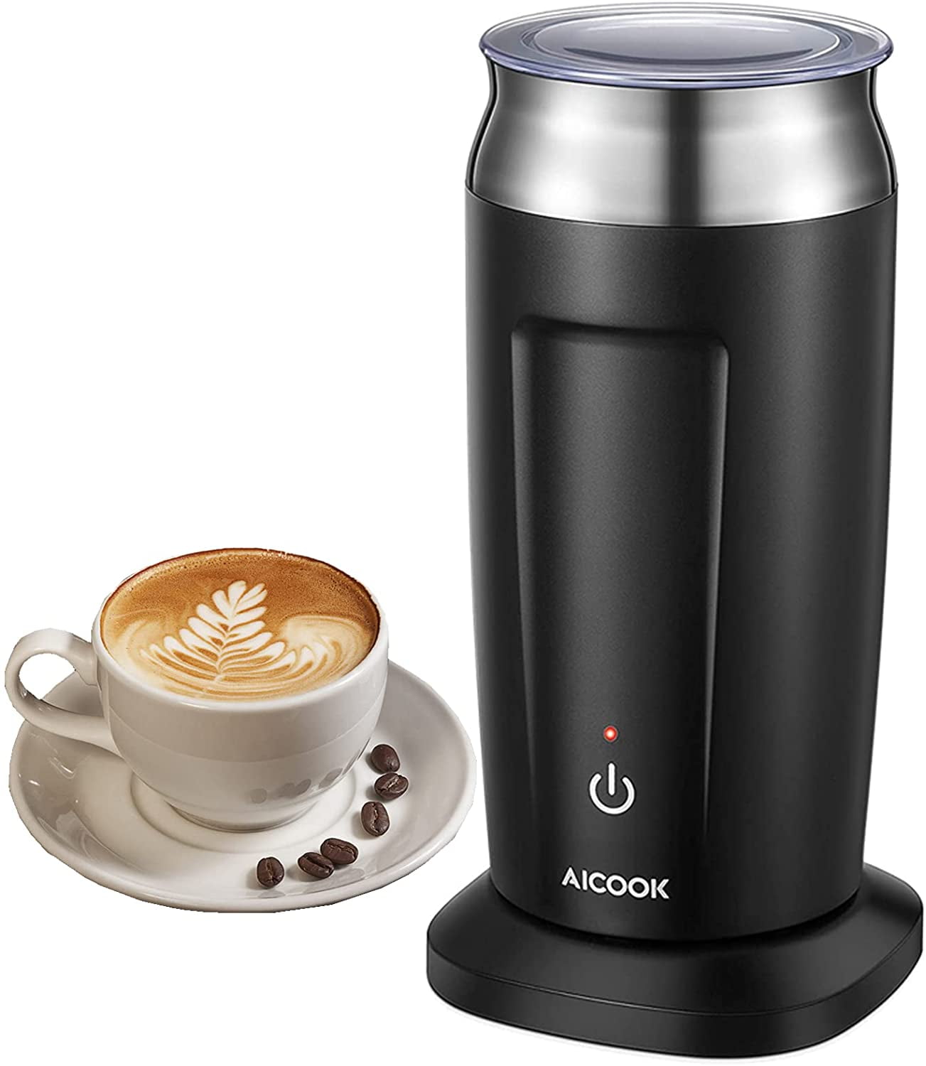 AICOOK Milk Frother Electric, Hot & Cold Milk Frother and Steamer with  Strix Control, Coffee Frother With Auto Magnetic Drive Rotor