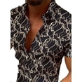 thumbnail image 3 of DYMADE Men Casual Printed Lapel Short Sleeve Buttons Shirt, 3 of 4