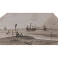 thumbnail image 3 of François Louis Thomas Francia 14x10 Black Modern Framed Museum Art Print Titled - Ships Anchored Offshore in a Calm Sea, 3 of 5