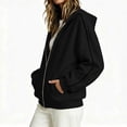 thumbnail image 6 of vdgthytj Sweatshirts for Women Full Zip Long Sleeve Drop Shoulder Side Striped Hooded Jackets Fall Winter Athleisure Outerwear with Pockets(Small,Black), 6 of 7