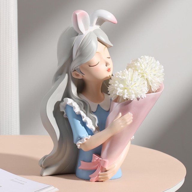 Florero Jardinera Escultura Contenedor moderno Plantas de interior Estatua de resina para cafetería Tienda Hotel Escritorio Sala de Ropa 22x32cm Baoblaze Jarrón de resina decorativa