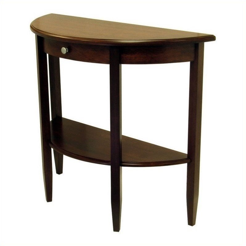 Winsome Wood Concord Half Moon Console Table, Drawer & Shelf, Walnut