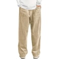 thumbnail image 3 of Mens Corduroy Casual Pants Fashion Loose Fit Wide Leg Pants Straight Sweatpants Elastic Waist Drawstring, 3 of 6