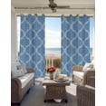 thumbnail image 3 of Blue Morocco Black Out Curtains 63 Inch Long, Room Darkening Draperies Curtains Panels, Moroccan Abstract Geometric Quatrefoil Plaid Thermal Insulated Curtain for Bedroom Living Room 52"x63" 2 Panels, 3 of 8