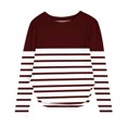 thumbnail image 2 of YUNAFFT Girls Striped Long Sleeve Round Neck T-Shirt with Side Slit Hem Soft Stretch Casual Top 4-14Y, 2 of 6