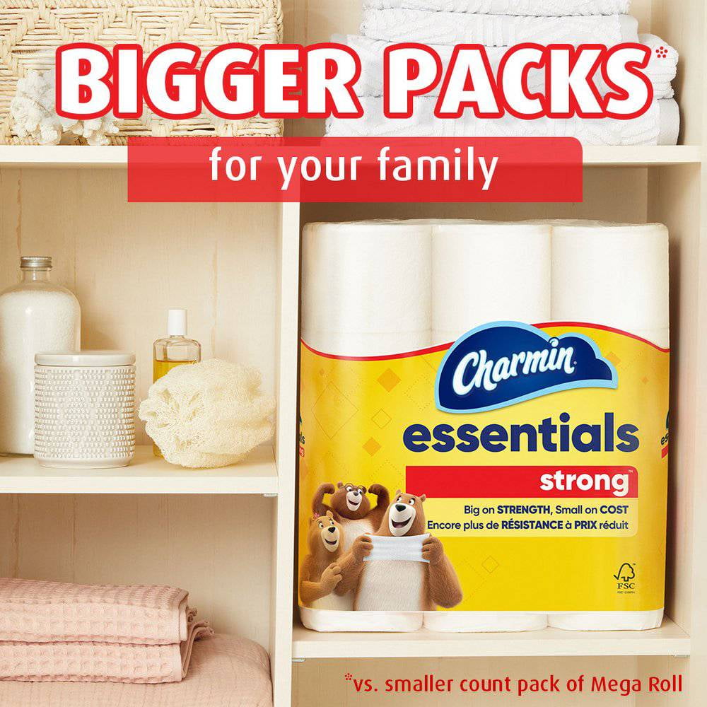 Charmin Essentials Strong Toilet Paper 12 Mega Rolls