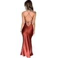 thumbnail image 2 of XXXITICAT Women's Slip Maxi Dress Sleeveless Open Back Backless Lace Up Bandage Criss Cross Mermaid Satin Party Dress(RU,L), 2 of 4
