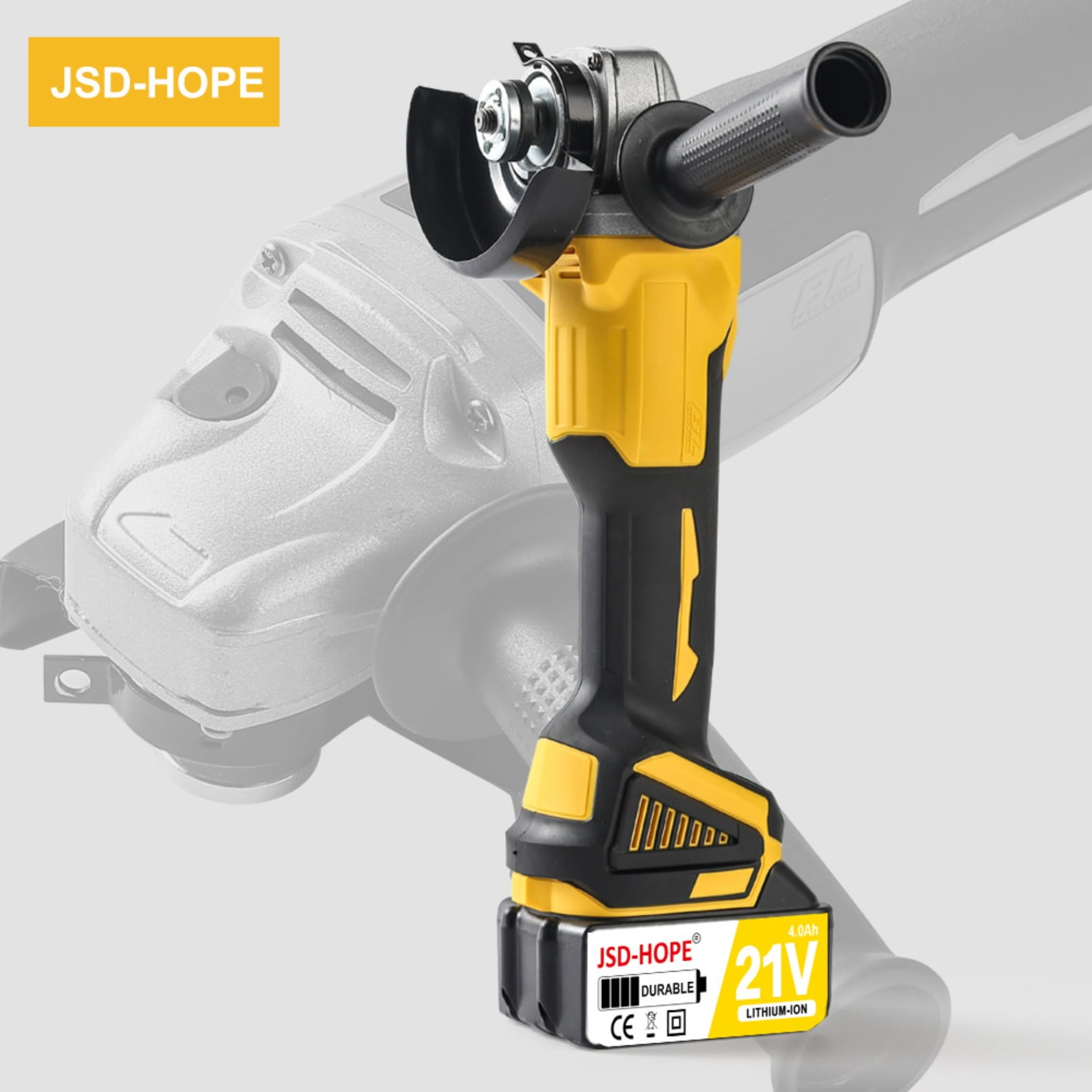 Yellow Brushless Cordless Angle Grinder-5-Inch High-Power Lithium-Ion Grinding&Polishing Tool, 12000 RPM with Safety Lock for Metalworking