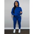 thumbnail image 6 of LovelyWholesale Women's Hooded Collar Drawstring Hooded Collar Long Sleeve Tracksuit Set, 6 of 6