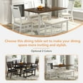 thumbnail image 6 of Farmhouse 6-Piece Wood Dining Table Set with 4 Upholstered Chairs and Bench, White Kitchen Dining Room Table Chairs Sets, 6 of 9