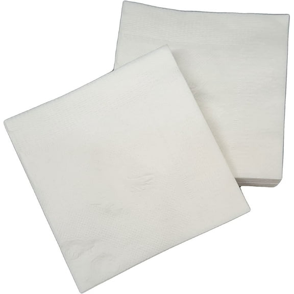 Square Paper Napkins, White Disposable Napkin, Cocktail and Cleaning Surfaces Single-Use Napkins - 1-ply, 1/4 fold - Pack of 500 (8 packs of 500 counts)