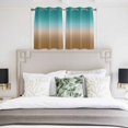 thumbnail image 4 of Teal Brown Ombre Kitchen Curtains Short 45 Inch Length, Turquoise Gradient Modern Abstract Art Grommet Top Bedroom Living Room Curtains, Light Filtering Cafe Curtain Drapes 2 Panels Set 84''x45'', 4 of 9