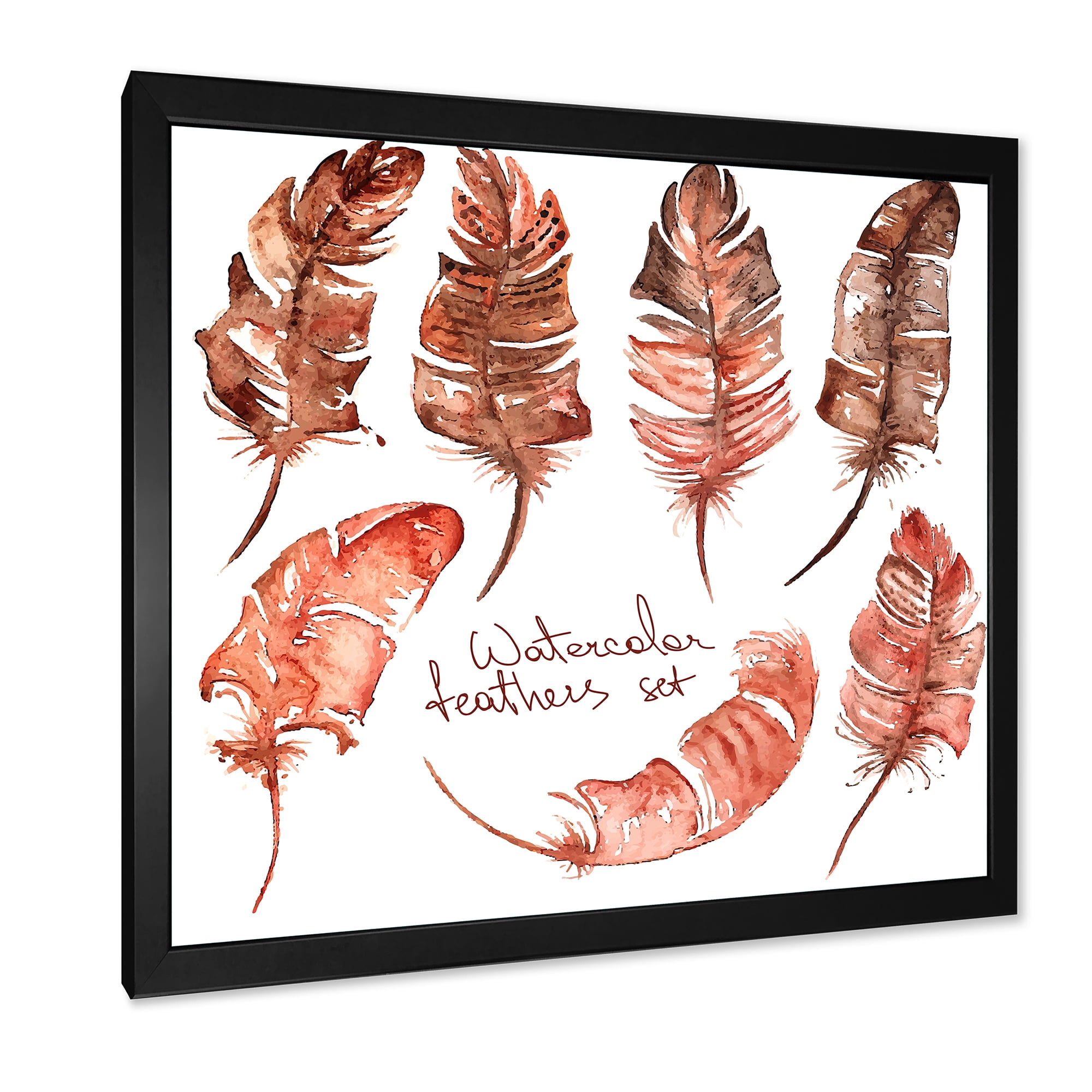 Designart 'Boho Art Feather Icons' Bohemian & Eclectic Framed Art Print