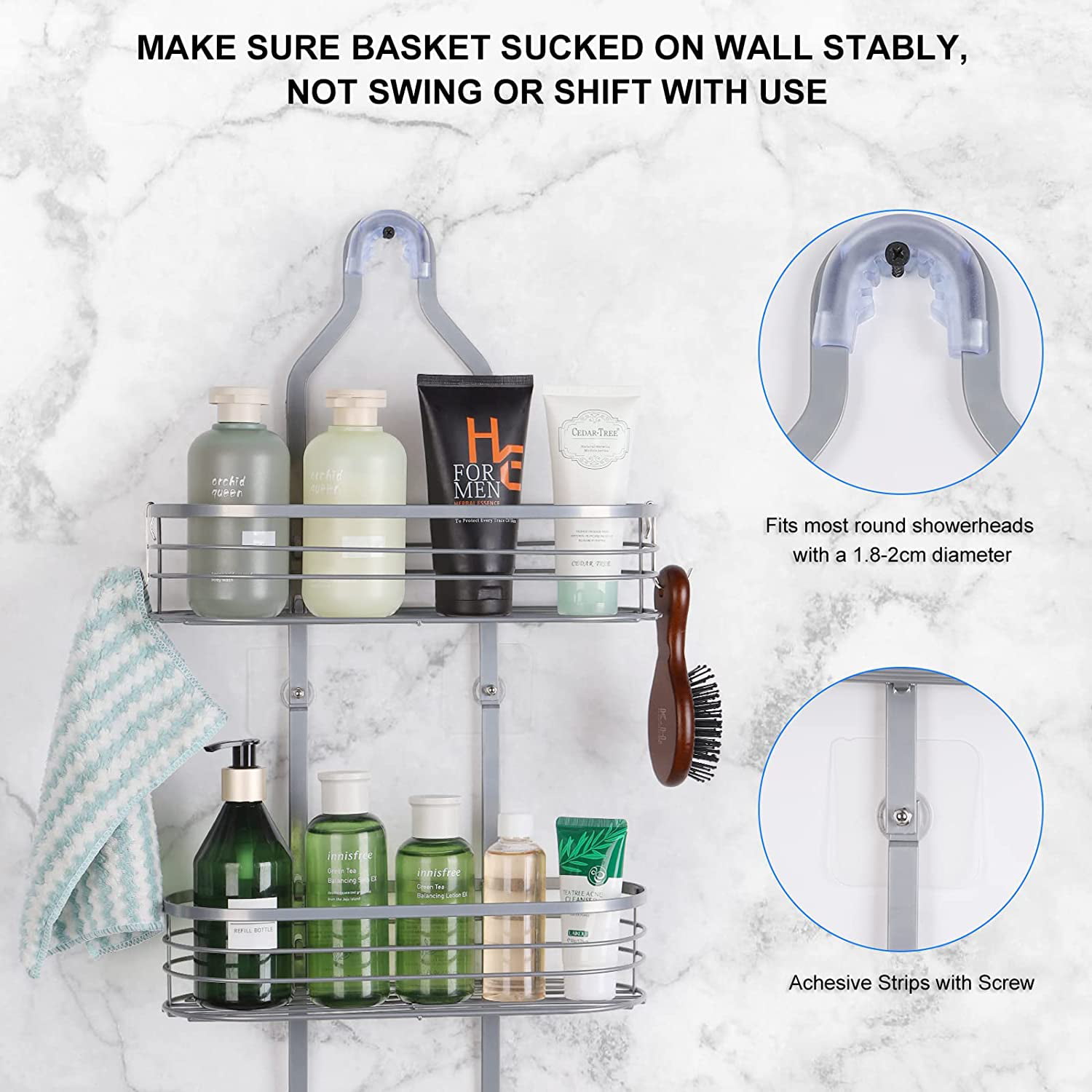 Kadolina Bathroom Hanging Shower Organizer, Over Head Shower Caddy Shower  Storage Rack Basket with Hooks for Razor and Sponge Rustproof, Black  [Patented] - Yahoo Shopping