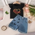 thumbnail image 2 of CAUYDY Toddler Girls Short Sets Outfits Short Sleeve T-Shirt Tops and Elastic Shorts Sets 2Pcs Baby Girl Clothes Set kids For 6 12 18 24 Months 2T 3T 4T 5T (Sizes 2-3 Years,H03-Black), 2 of 9