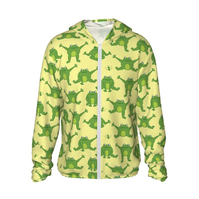 Fotbe Funny Frogs Chaqueta con Protección Solar UPF 50+ para Hombre y Mujer, Camisa con Capucha y Bolsillos-XX-Large