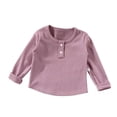 thumbnail image 5 of Mifsaly Girls Long Sleeve Shirts Kids Ribbed Henley Tops Breathable Loose Everyday School Fall Winter Clothes, 5 of 9