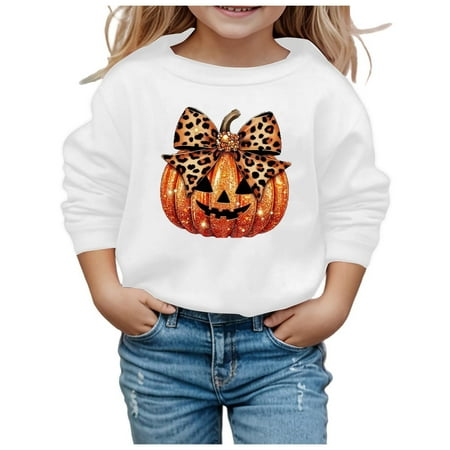 

Meresysid Toddler Kids Long Sleeve Children s Shirt Printed T-shirt Printed Round Neck Top Suitable White