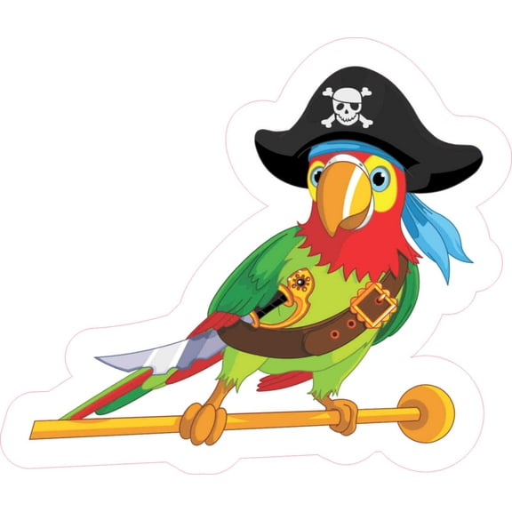 5in x 4.25in Left Facing Pirate Parrot Sticker Decal Vinyl Animal Decals