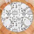 thumbnail image 2 of Black and White Football Elements Pattern Round Fitted Tablecloth with Elastic Edge,Dining Table Cover Waterproof,Outdoor Round Tablecloth for Camping,Dining,Indoor and Outdoor, 2 of 7