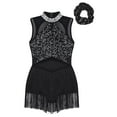 thumbnail image 2 of YONGHS Kids Girls Mesh Tassel Hem Dance Leotard Samba Jazz Tap Latin Salsa Costume Black-A 16, 2 of 7