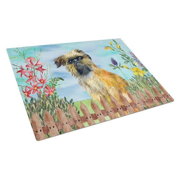 Caroline's Treasures Brussels Griffon Spring Glass Cutting Board Large