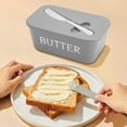 thumbnail image 5 of BUTOMKY Butter Dish with Lid - Plastic Butter Storage Container, Large Countertop Butter Keeper for Refrigerator & Kitchen (Includes Butter Knife) White Grey, 5 of 8