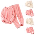 thumbnail image 4 of Odeerbi Toddler Boys Girls Winter Fleece Pajamas Kids Rabbit Plush Thermal Warm Sleepwear Fall Winter 2 Piece Loungewear Pajama Set Pink, 4 of 4