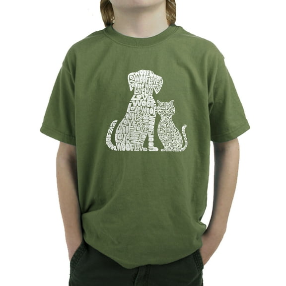 Boy's Word Art T-shirt - Dogs and Cats