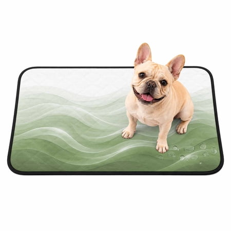 Pet Pee Pad Mat Sage Green Coastal Ocean Waterproof Reusable Dog Potty Training Pad Abstract Minimalist Gradient Waves Non Slip Pet Urine Mat for Indoor Potty Training Floor Protection 24x18 Inch
