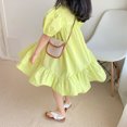 thumbnail image 3 of Baby Girls's Dress Puff Sleeve Princess Style Solid Color Loose Simple Dress Daily Wear, 3 of 8