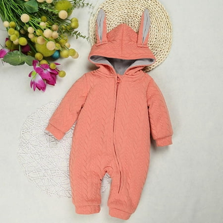 

QISIWOLE Autumn Winter Baby Girls Boys Clothes Romper Hooded Jumpsuit Rabbit Ear Overalls summer savings !