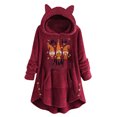 thumbnail image 1 of Abrigo de Piel Sintética Para Mujer, Estampado Informal, Botones de Felpa, Manga Larga, Top de Felpa Con Capucha Odeerbi ODB185740, 1 of 5
