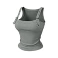 thumbnail image 6 of Breezora Women's Summer Going Out Tank Tops Buckle Neck Sleeveless Ribbed Loose Fit Streetwear Festival Outfits, 6 of 9