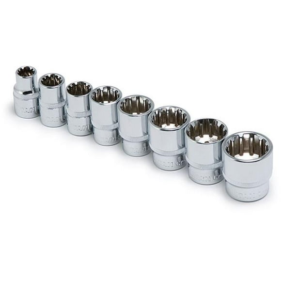 TITAN 15202 8Pc .38 in. Dr Spline Metric Socket Set 8Mm-19Mm