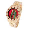 thumbnail image 2 of Charles Raymond The Virgin of Guadalupe Blessed Dial - Mens Hip Hop Metal Blinged Out Iced Out Wristwatch - Blood Red Baguettes and Clear Rhinestones on Trim - ST10226 BGS Single (Gold ST10361B), 2 of 3