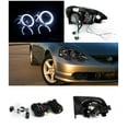 thumbnail image 2 of Spec-D Tuning Glossy Black Smoke Halo LED Projector Headlights + Smoke Fog Lights Compatible with 2002-2004 Acura RSX, Left + Right Pair Headlamps Assembly, 2 of 2