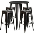thumbnail image 2 of Emma + Oliver Commercial Grade 30" Round Antique Metal Bar Table Set-4 Backless Stools, 2 of 5