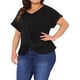thumbnail image 4 of Blusas Casual de Verano de Manga Corta con Cuello en V y Nudo Torcido para Mujeres de Talla Grande Agnes Orinda 4X Negro, 4 of 6