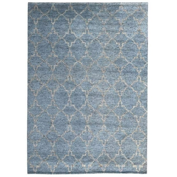 EORC  Agra Contemporary Area Rug - Blue & Silver - 9 x 12 ft.