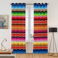 thumbnail image 2 of Mexican Style Kitchen Curtains 84 Inch Length, Colorful Mexico Stripes Red Blue Grommet Top Bedroom Living Room Curtains, Light Filtering Cafe Curtain Drapes 2 Panels Set 84''x84'', 2 of 9