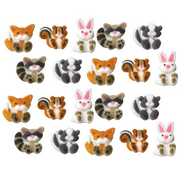 24pk Edible Woodland Animals 1 1/2" - 1 3/4" Edible Sugar Decoration Toppers for Cakes Cupcakes Cake Pops w. Edible Sparkle Flakes & Decorating Stickers