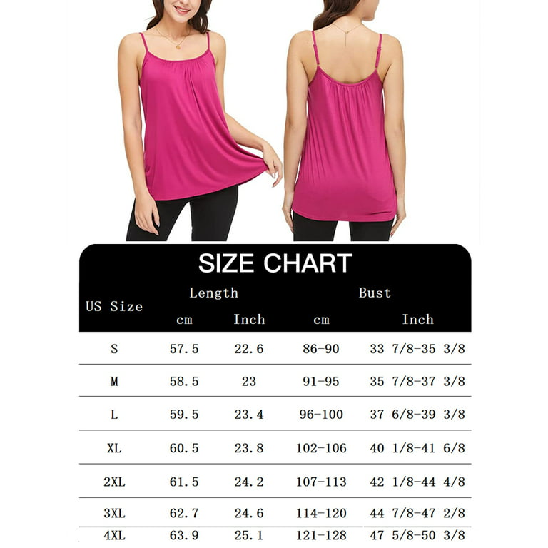 Women Camisole with Built in Bra Flowy Tank Top with Adjustable
