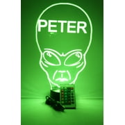 Alien Light Up Lamp LED Personalized Name Night Light Engraved Unearthly Alien Table Lamp, Our Newest Feature - It's Wow, with Remote, 16 Color Options, Dimmer, Free Engraved, Great Gift