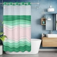 thumbnail image 6 of No Hook Green Stripes Shower Curtain with Snap in Liner Set, Light Pink Ombre Simple Abstract Lines Waterproof Fabric Bathroom Curtains with See Through Top Window, Hotel Style Small 36 x 72 Inch, 6 of 9