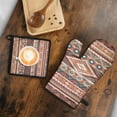 thumbnail image 5 of Boho Red Southwestern Ethnic Pattern Kitchen Oven Mitt and Pot Holder Sets 2 Pcs for Baking, Cooking and Grilling, Heat Resistant Up To 392 °F, 5 of 7