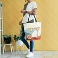 thumbnail image 4 of FORMRS Womens Canvas Tote Bag with Zipper Inner Pocket Shoulder Handbag, Beige Glasses, 4 of 7